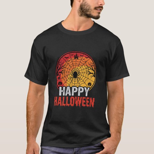 Prettig Halloween Spinnenweb Vectorontwerp T-shirt (Voorkant)