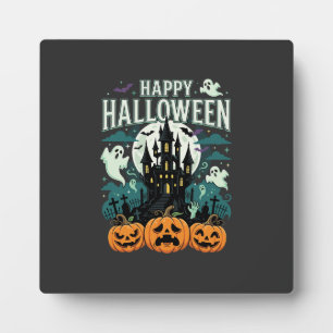 Prettig Halloween Spoken Kasteel spoken en Pompoen Fotoplaat