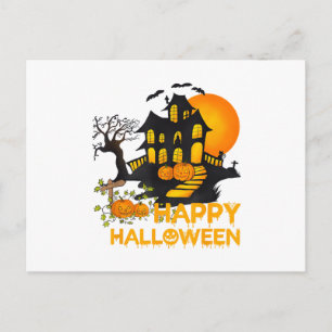 Prettig Halloween Spoken Pompoen Geest Huis Mannen Feestdagenkaart