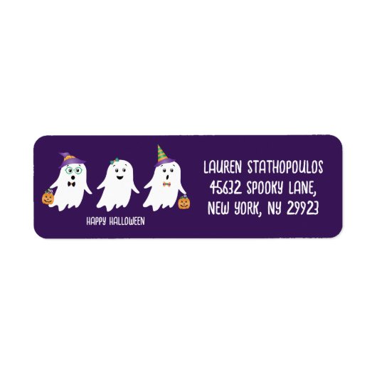 Prettig Halloween Spoken Treiterende Geesten Etiket (Voorkant)