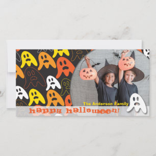 Prettig Halloween Spokengeesten Kinderfoto Feestdagenkaart