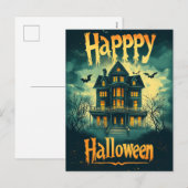 Prettig Halloween Spokenhuis Feestdagenkaart (Voorkant / Achterkant)