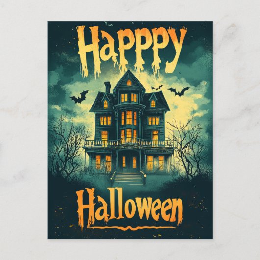 Prettig Halloween Spokenhuis Feestdagenkaart (Voorkant)