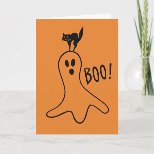 Prettig Halloween Spokenkabouter Zwarte Kat Schatt Kaart (Voorkant)