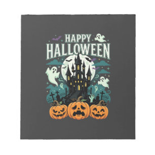 Prettig Halloween Spokenkasteel spoken en pompoene Notitieblok