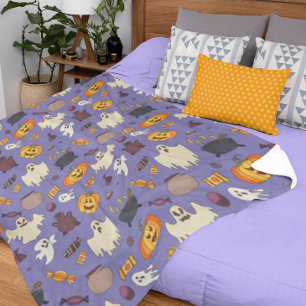 Prettig Halloween Spokenst Verschrikkelijke Paars Fleece Deken