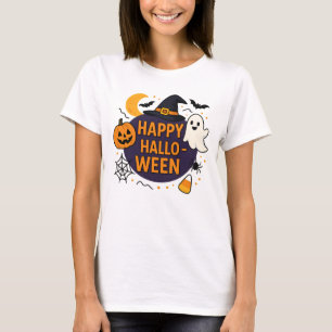 Prettig Halloween Spokerige Nacht . Grappige Pompo T-shirt