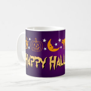 Prettig Halloween Spokerige Symbolen Heks Maan Gee Koffiemok