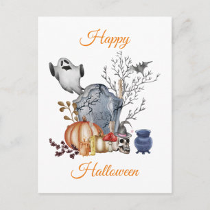 Prettig Halloween Spokerige Vrienden Illustratie Feestdagenkaart