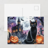 Prettig Halloween Spokerige Zwarte Kat Ansichtkaar Briefkaart (Voorkant / Achterkant)