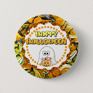 Prettig Halloween spook en pompoenen knop Ronde Button 5,7 Cm