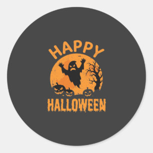 Prettig Halloween Spook Pompoen Vectorontwerp Ronde Sticker