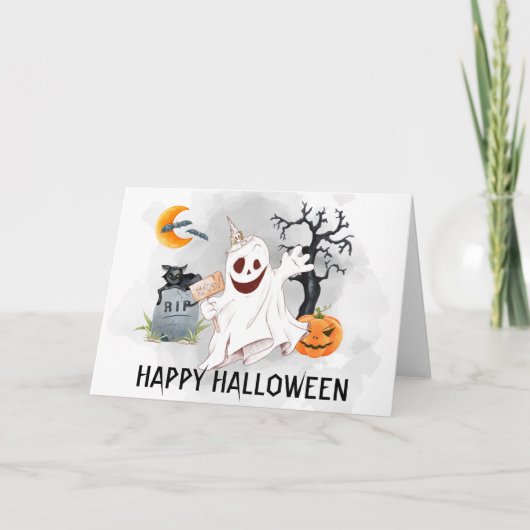 Prettig Halloween spook watercolor Kaart (Voorkant)