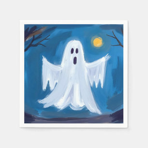 Prettig Halloween Spookachtige Waterverf Geest Servet