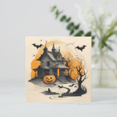 prettig Halloween spookhuis Feestdagenkaart (Staand voorkant)