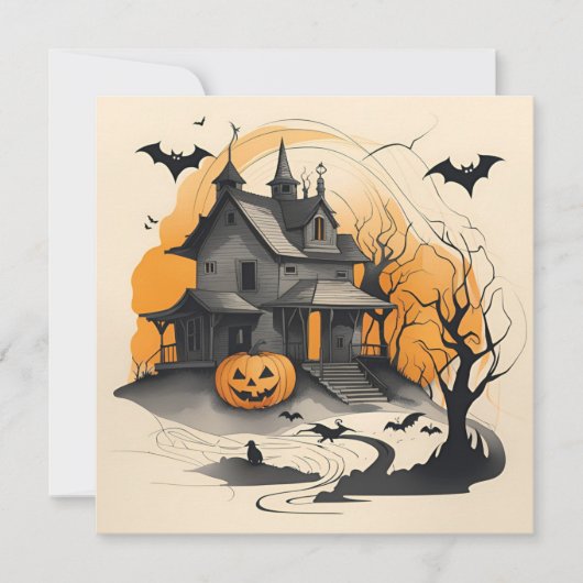 prettig Halloween spookhuis Feestdagenkaart (Voorkant)