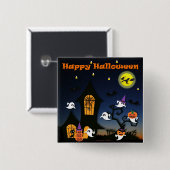 Prettig Halloween Spukhuis Vierkante Button 5,1 Cm (Voorkant /achterkant)