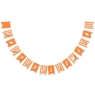 Prettig Halloween Strepen en Stippen in Oranje Vlaggetjes