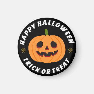 Prettig Halloween Trick or Treat Pompoen Zwart Magneet