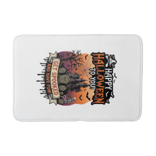 Prettig Halloween U Spookhuis Skelet Vleermuizen_1 Badmat