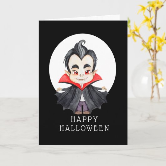Prettig Halloween - Vampierkaart Kaart (Gele Bloem)