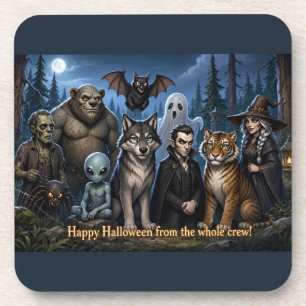 Prettig Halloween van de hele bemanning Coaster Bier Onderzetter