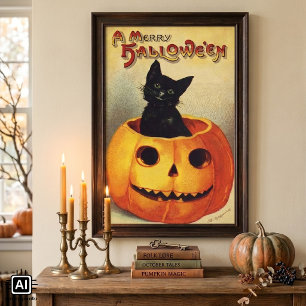 Prettig Halloween van Ellen Clapsaddle, Vintage Ka Poster