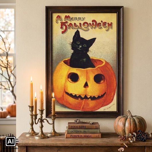 Prettig Halloween van Ellen Clapsaddle, Vintage Ka Poster