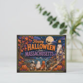 Prettig Halloween van Massachusetts Kids Briefkaart (Staand voorkant)