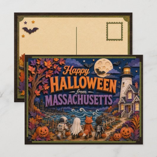Prettig Halloween van Massachusetts Kids Briefkaart (Voorkant / Achterkant)