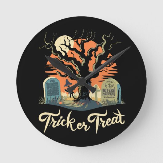 Prettig Halloween van uw grappige kerkhof! Ronde Klok (Voorkant)