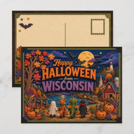 Prettig Halloween van Wisconsin Kinderen Briefkaart (Voorkant / Achterkant)