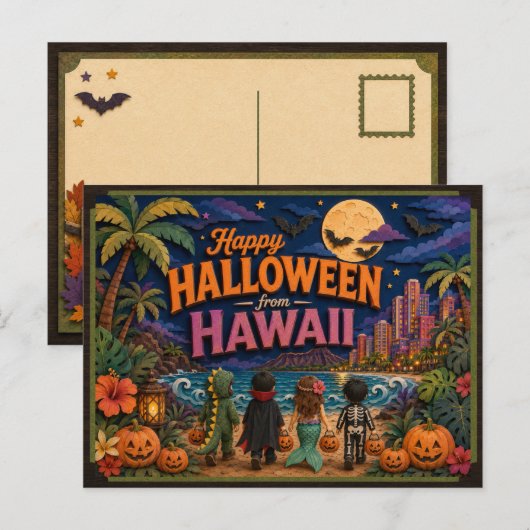 Prettig Halloween vanuit Hawaï Kinderen Briefkaart (Voorkant / Achterkant)