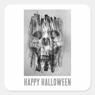 Prettig Halloween. Verontrustte schedel Vierkante Sticker