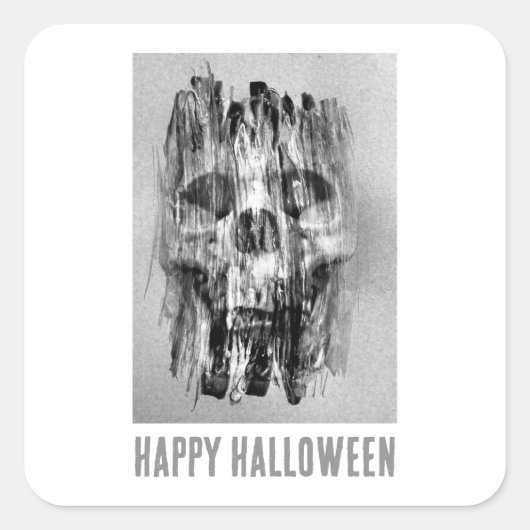 Prettig Halloween. Verontrustte schedel Vierkante Sticker (Voorkant)