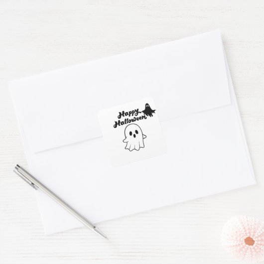 Prettig Halloween Vierkante Sticker (Envelop)