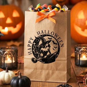 Prettig Halloween Vintage Heks Retro Rubberstempel