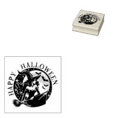Prettig Halloween Vintage Heks Retro Rubberstempel (Gestempeld)