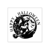 Prettig Halloween Vintage Heks Retro Rubberstempel (Afrduk)