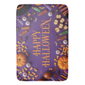 Prettig Halloween vlakke compositie op paars Badmat (Voorkant Verticaal)