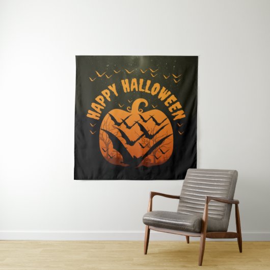 PRETTIG HALLOWEEN VLEERMUIZEN EN POMPOEN  WANDKLEED (In situ)