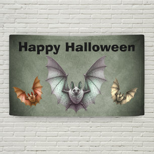 Prettig Halloween Vliegende Griezels Grunge Grijs Spandoek