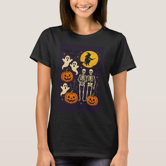 Prettig Halloween Vliegende Heks T-shirt (Voorkant)