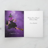 Prettig Halloween Vliegende Magische Heks Kaart (Binnen)