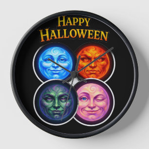 Prettig Halloween voor elementen, maan gezichten f