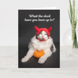 Prettig Halloween voor elke kat in duivelkostuum  Feestdagen Kaart