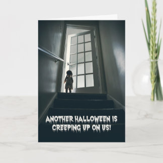Prettig Halloween voor iedereen enge pop trap Feestdagen Kaart