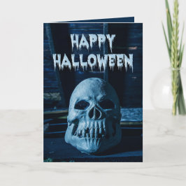 Prettig Halloween voor Iedereen Griezelige Schedel Feestdagen Kaart
