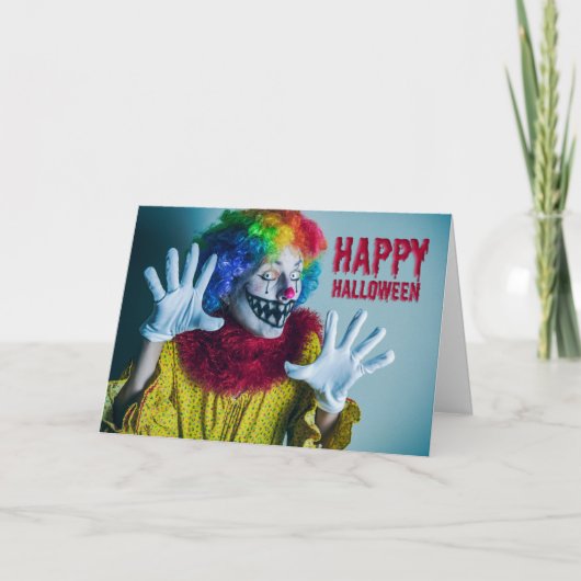 Prettig Halloween voor iedereen Griezige Clown Hum Feestdagen Kaart (Voorkant)