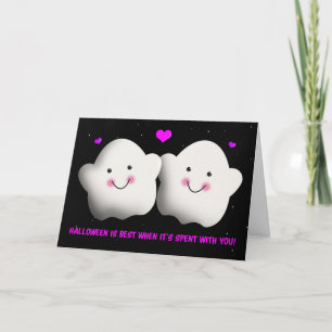 Prettig Halloween voor verliefden Cute spookkoppel Feestdagen Kaart